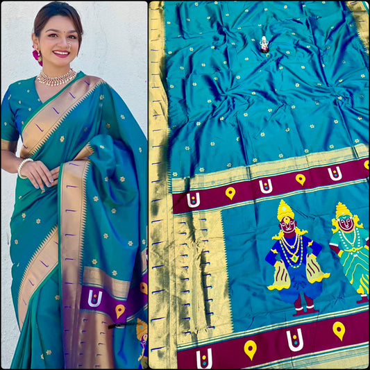 Vitthal Rakhumai Paithani Saree – Divine Elegance in Soft Silk