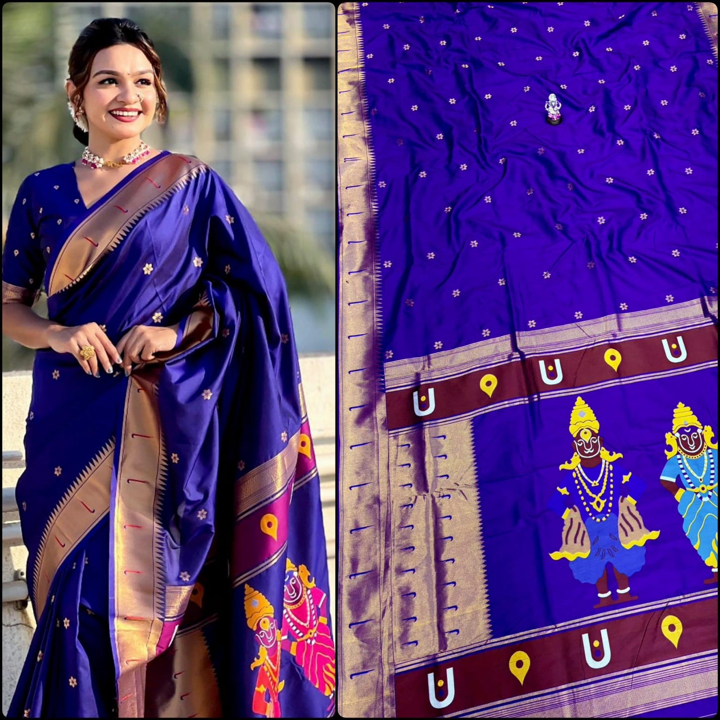 Vitthal Rakhumai Paithani Saree – Divine Elegance in Soft Silk