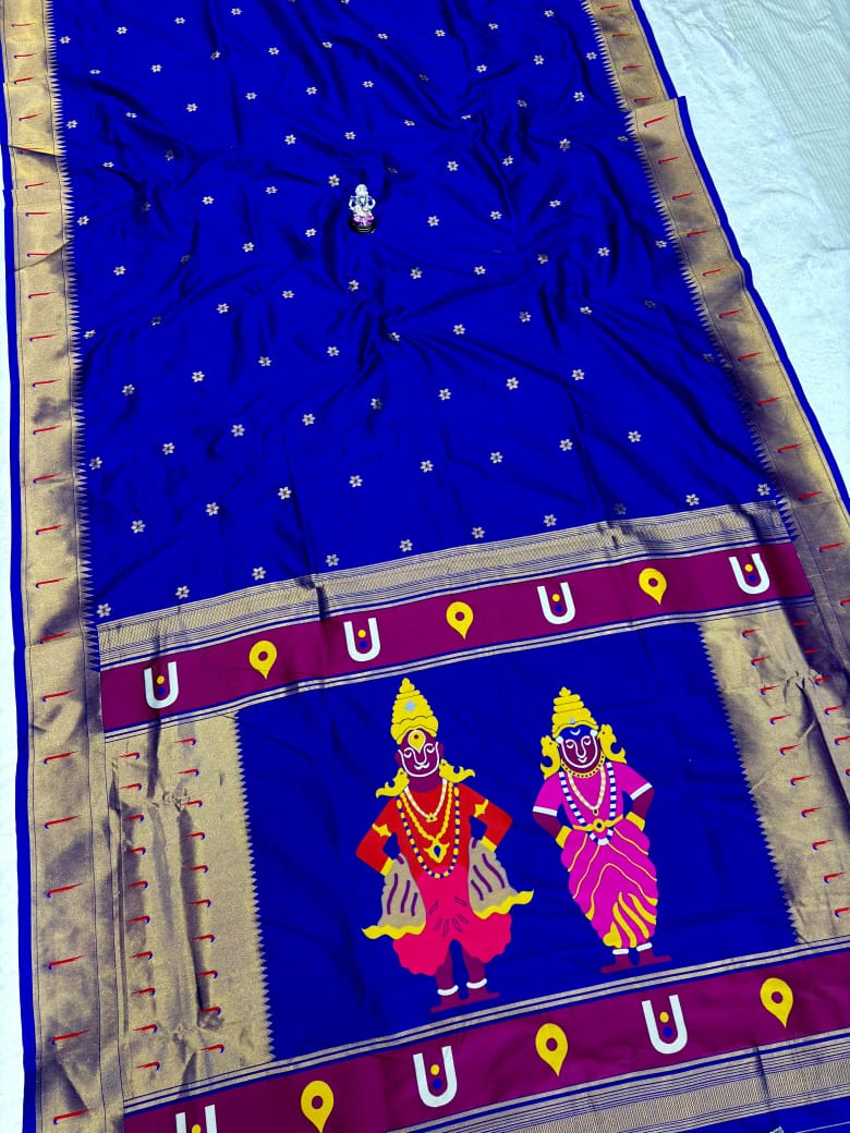Vitthal Rakhumai Paithani Saree – Divine Elegance in Soft Silk