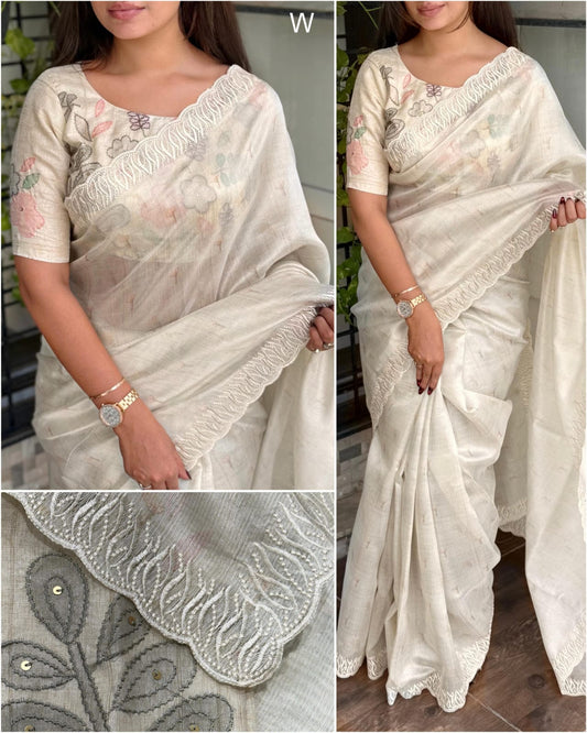 Designer Silk Saree with Embroidered Blouse