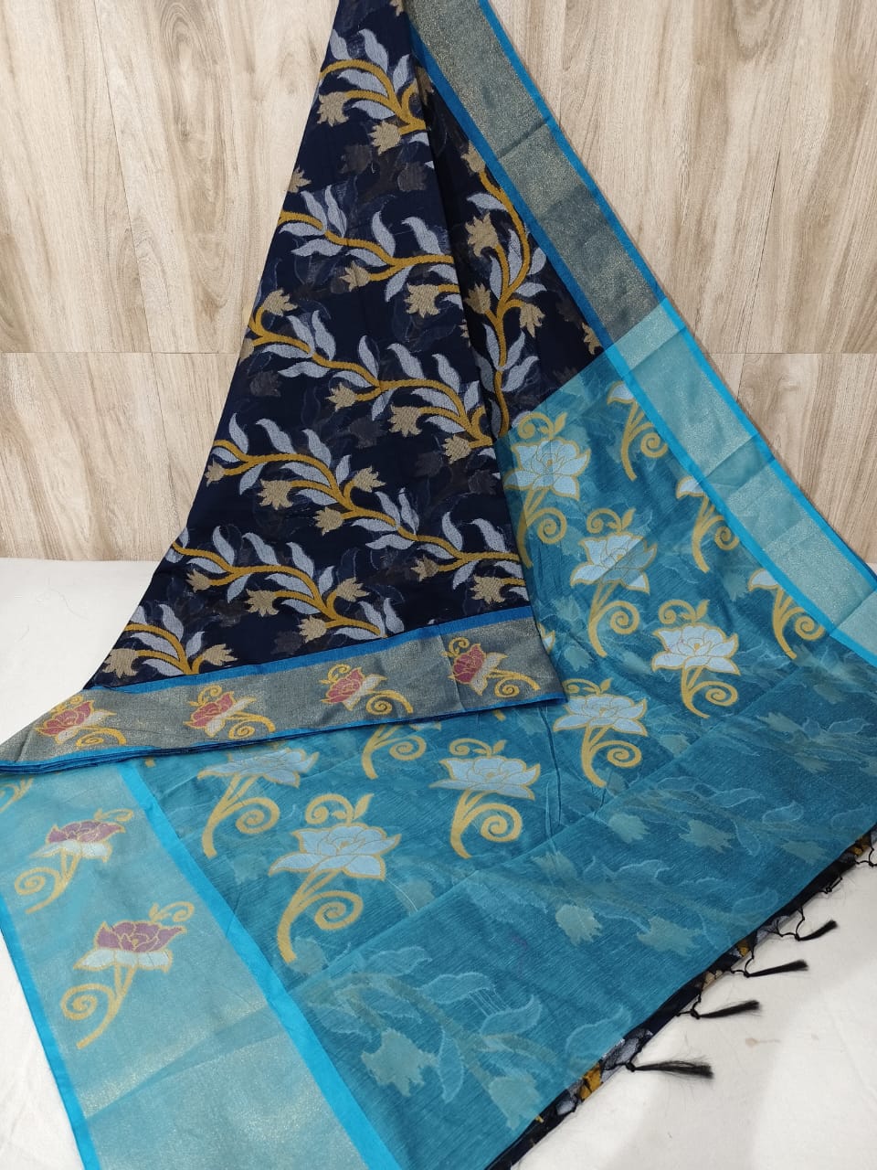 Pure Pochampally Banarasi Chanderi Cotton Saree