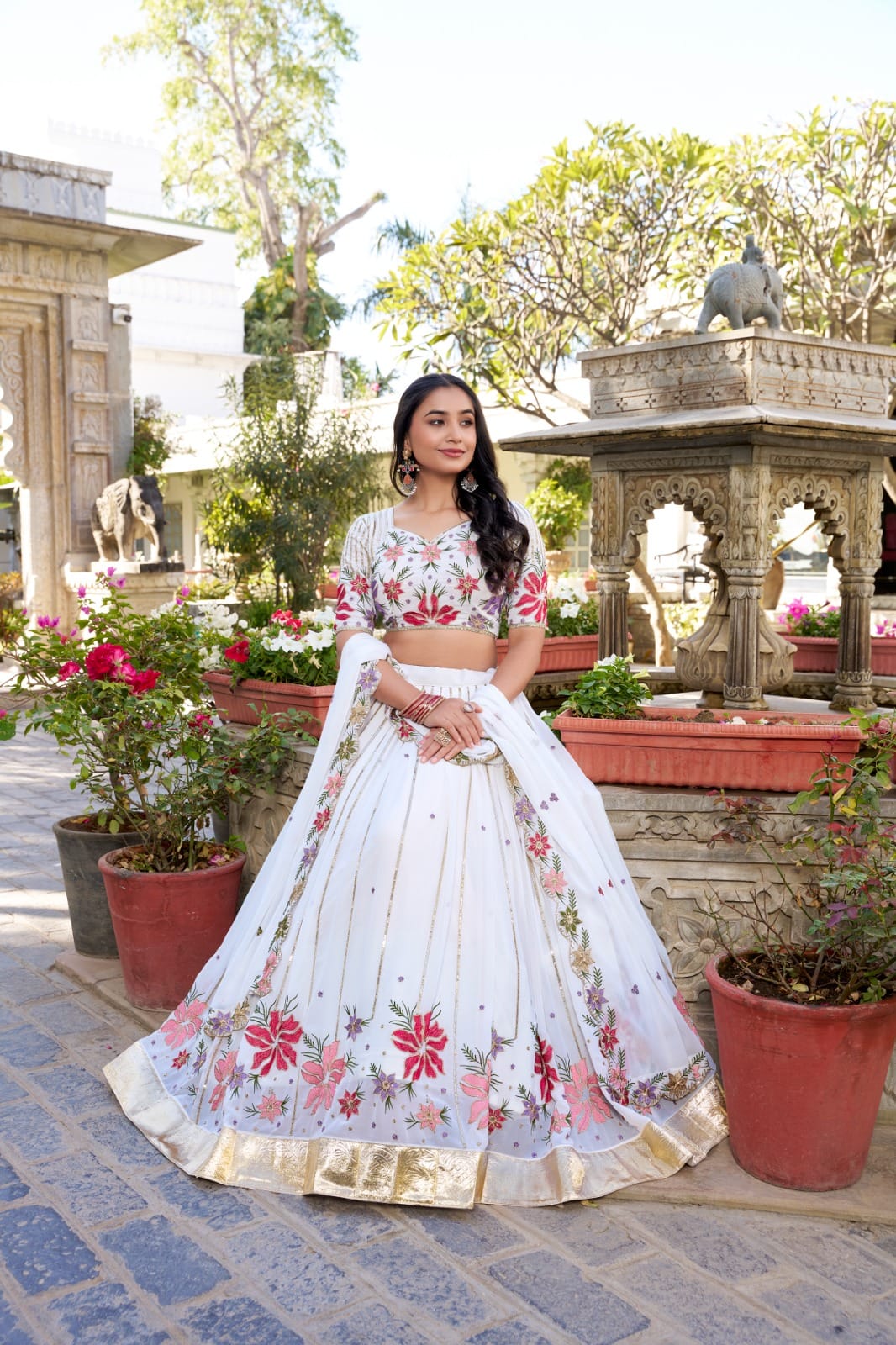 Exclusive Premium Georgette Lehenga Set with Sequins and Thread Embroidery