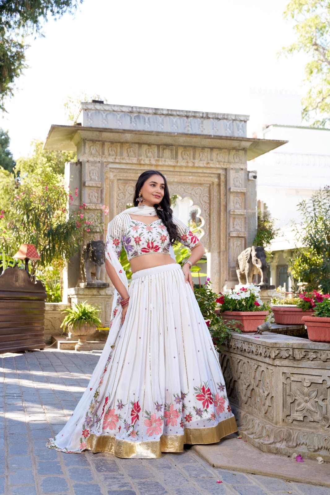 Exclusive Premium Georgette Lehenga Set with Sequins and Thread Embroidery