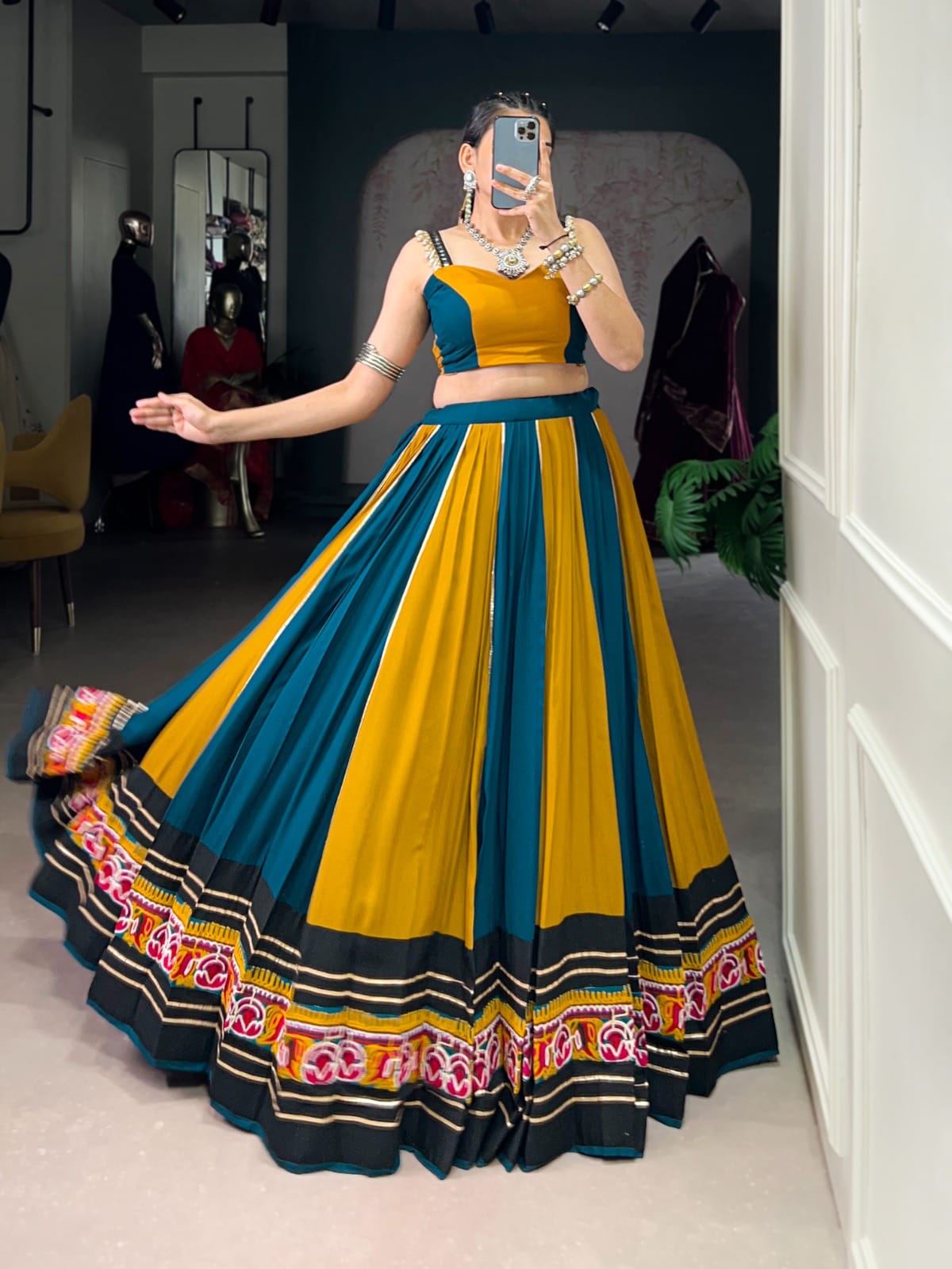 Pure Rayon Lehenga Choli Set with Gamthi Work