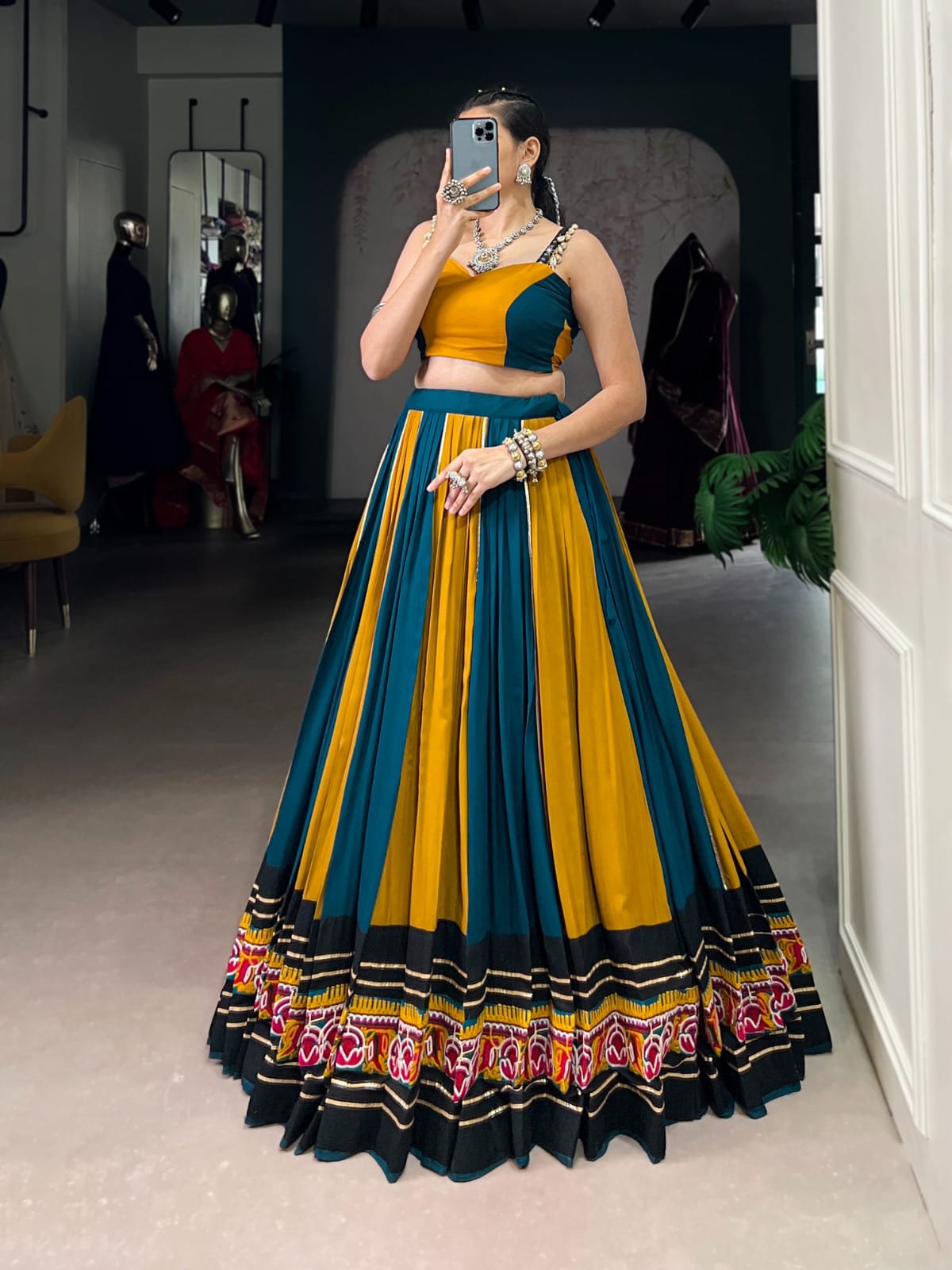 Pure Rayon Lehenga Choli Set with Gamthi Work