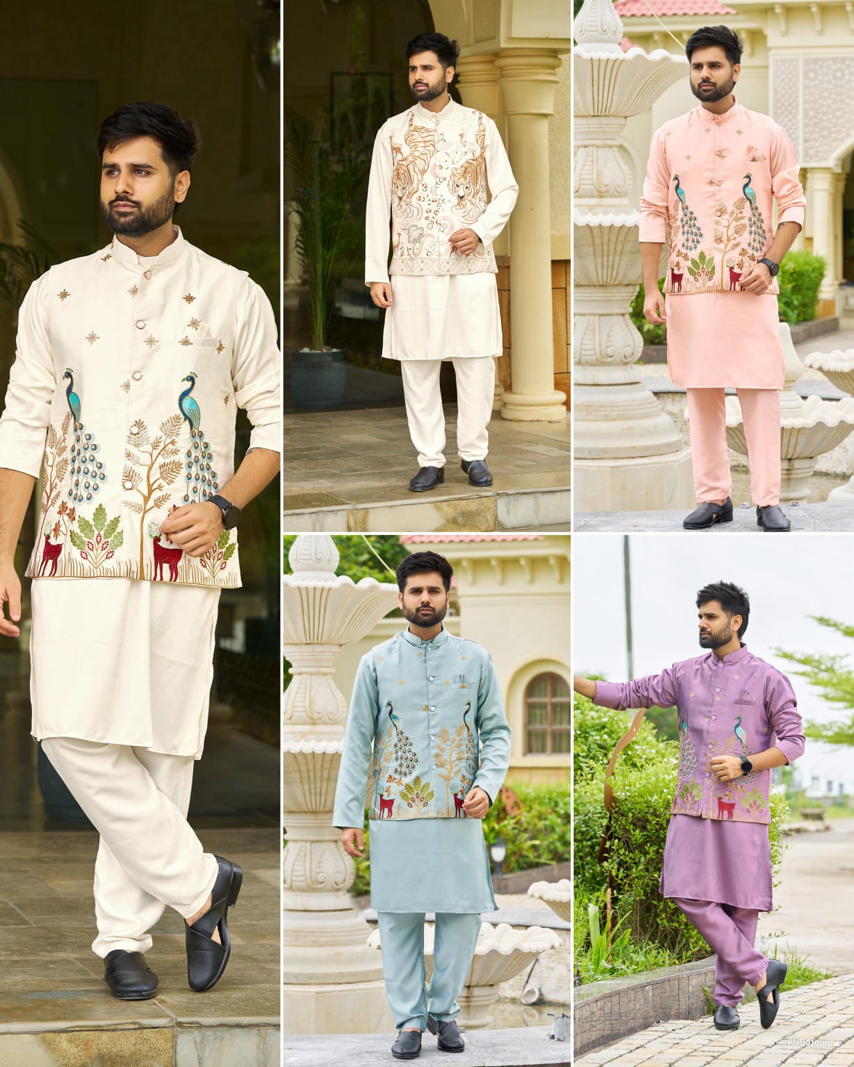 Ready-to-Wear Malai Satin Kurta Koti Pyjama Set with Heavy Embroidered Jacket