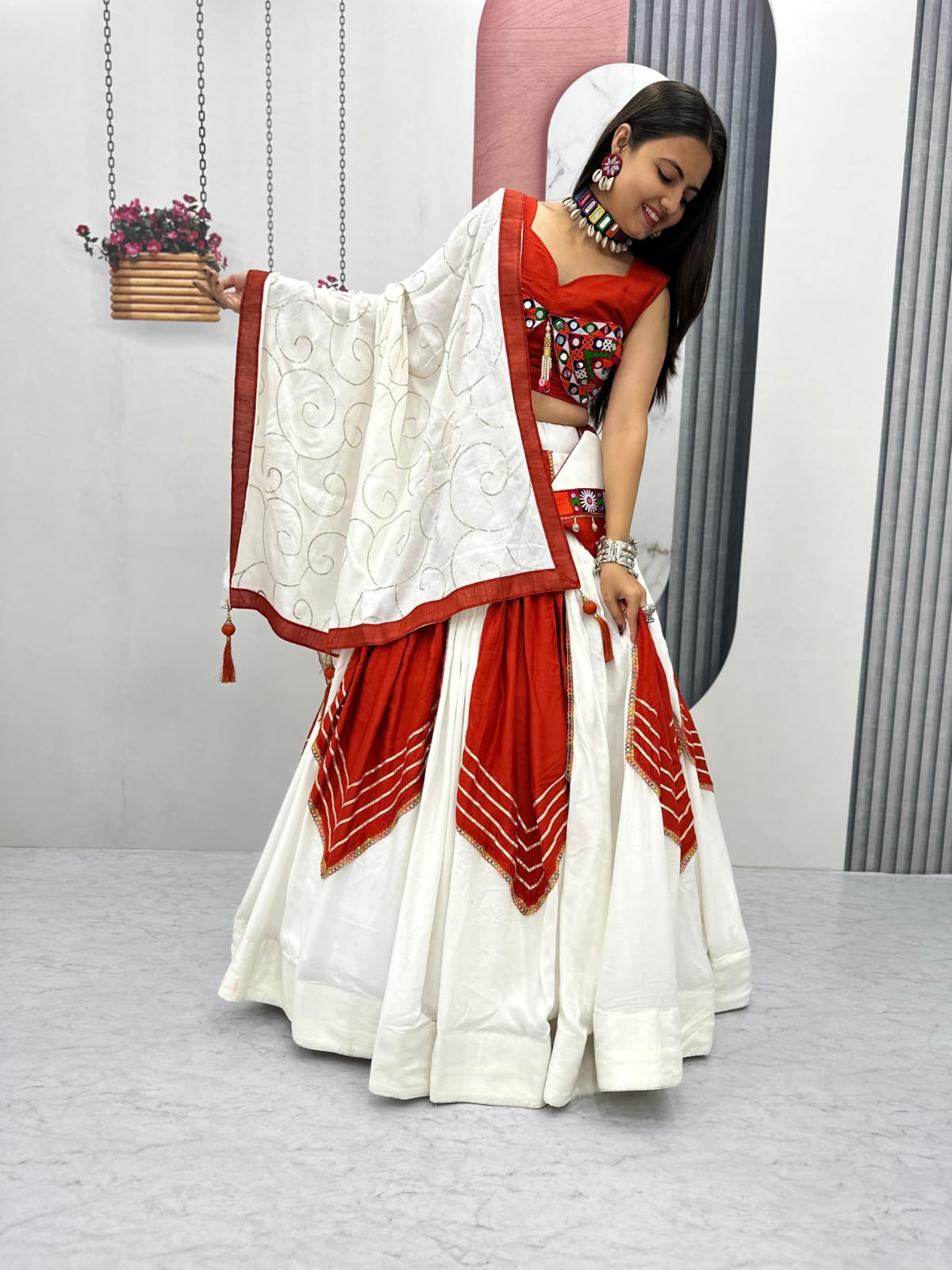 Navratri Special Pure Cotton Lehenga Choli – Traditional Elegance with Mirror Magic