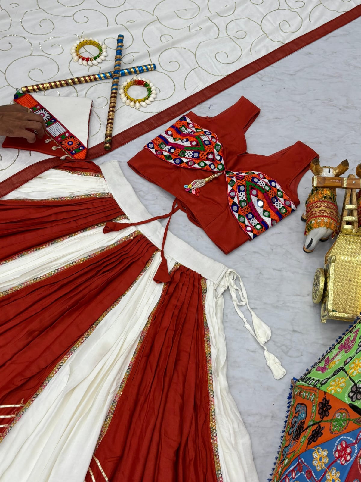 Navratri Special Pure Cotton Lehenga Choli – Traditional Elegance with Mirror Magic