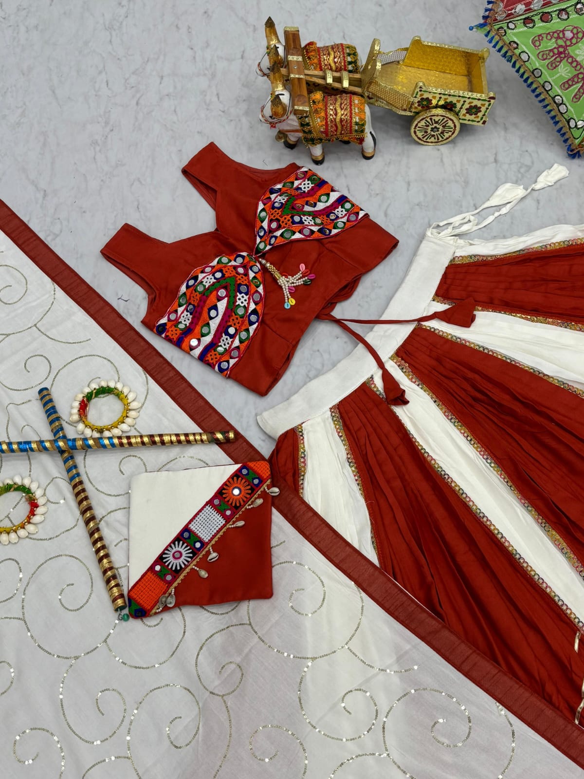 Navratri Special Pure Cotton Lehenga Choli – Traditional Elegance with Mirror Magic
