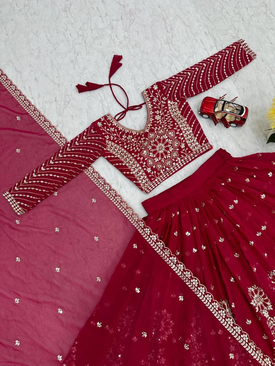 Glamorous Embroidered Georgette Lehenga Choli with Heavy Sequin Work