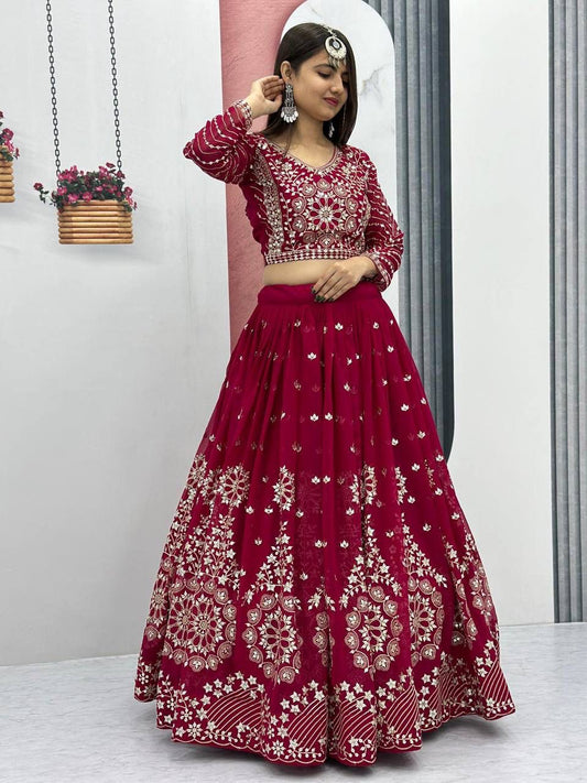 Glamorous Embroidered Georgette Lehenga Choli with Heavy Sequin Work