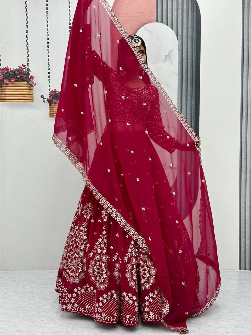 Glamorous Embroidered Georgette Lehenga Choli with Heavy Sequin Work