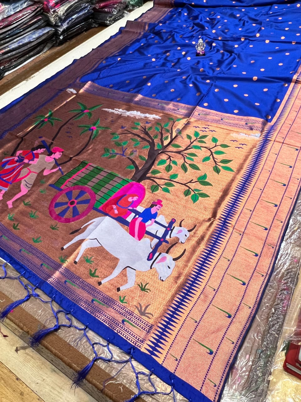 Premium Muniya Border Paithani Saree | Soft Silk with All-Over Butta & Bailgada Pallu