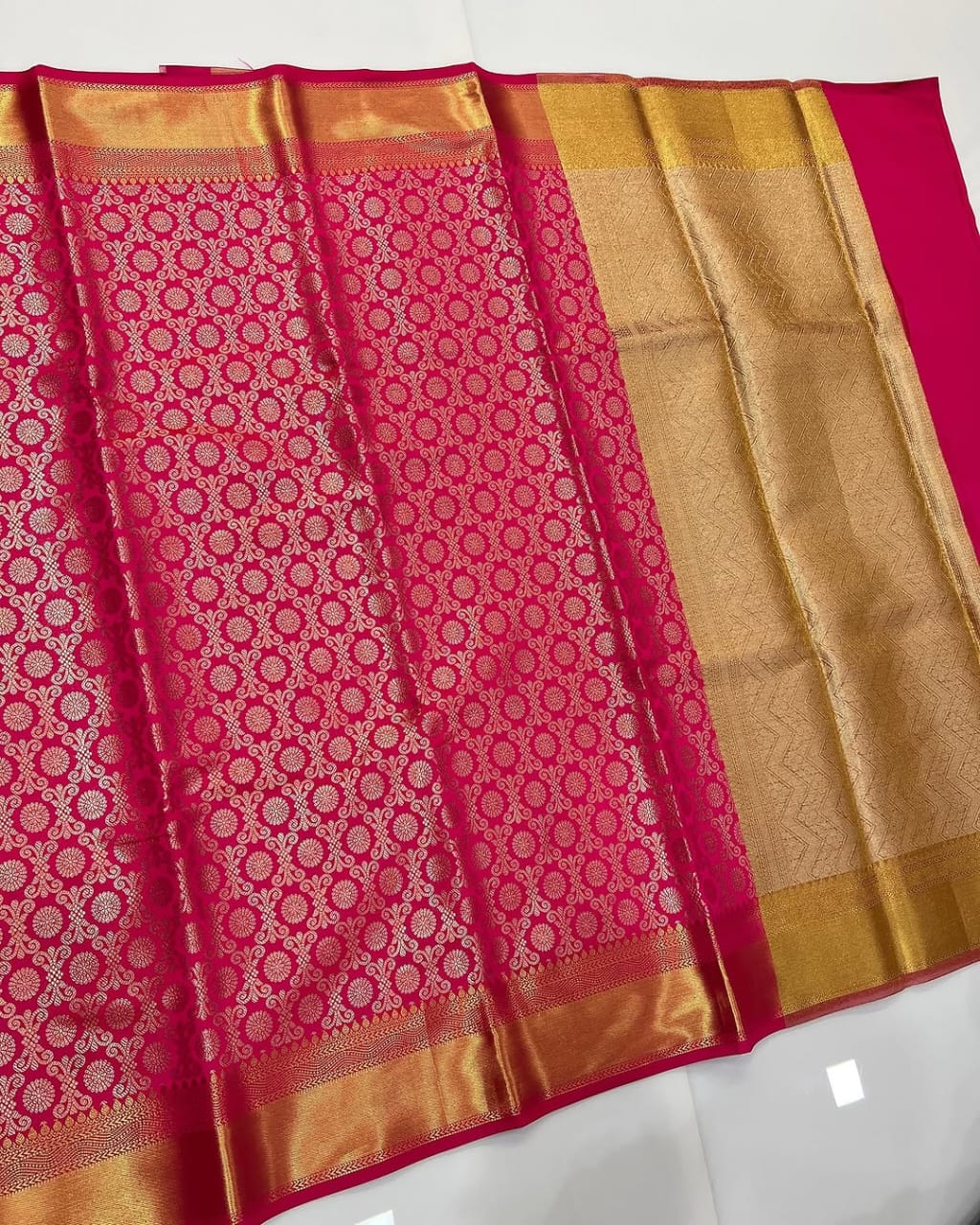 Latest Banarasi Soft Katan Silk Saree | Rich Zari Weaving with Contrast Jacquard Pallu & Blouse