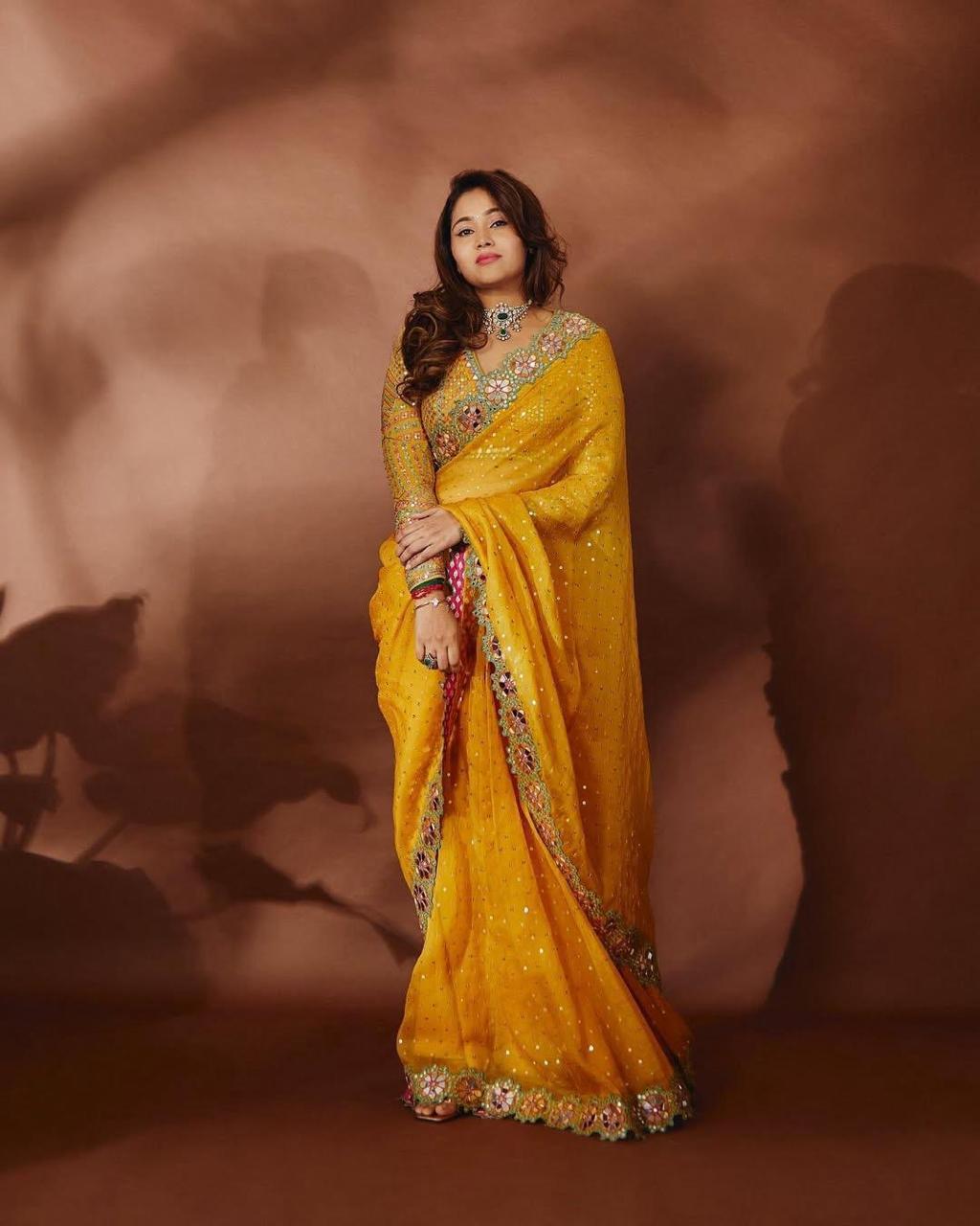 Elegance That Speaks Volumes – Designer Embroidered Party Wear Saree
