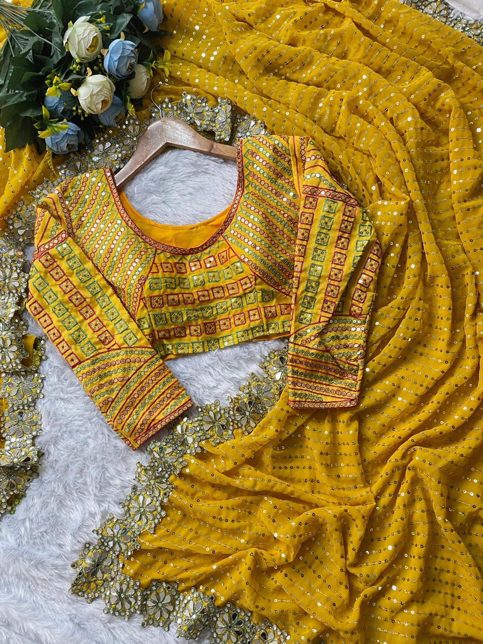 Elegance That Speaks Volumes – Designer Embroidered Party Wear Saree