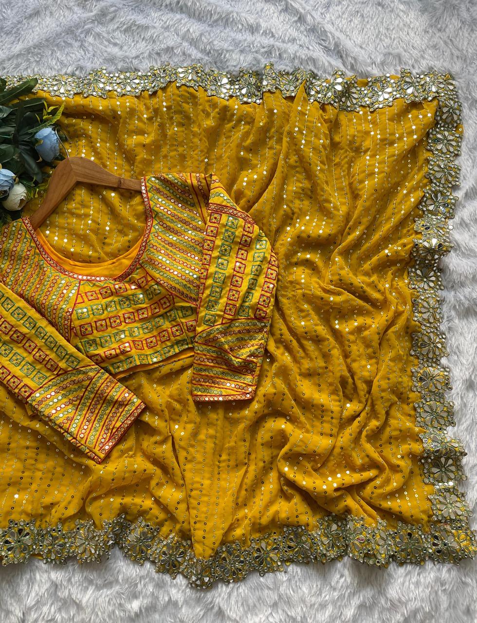 Elegance That Speaks Volumes – Designer Embroidered Party Wear Saree