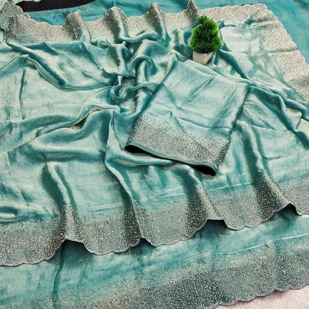 Fendy Chiffon Dual Shade Saree with Jarkan Work