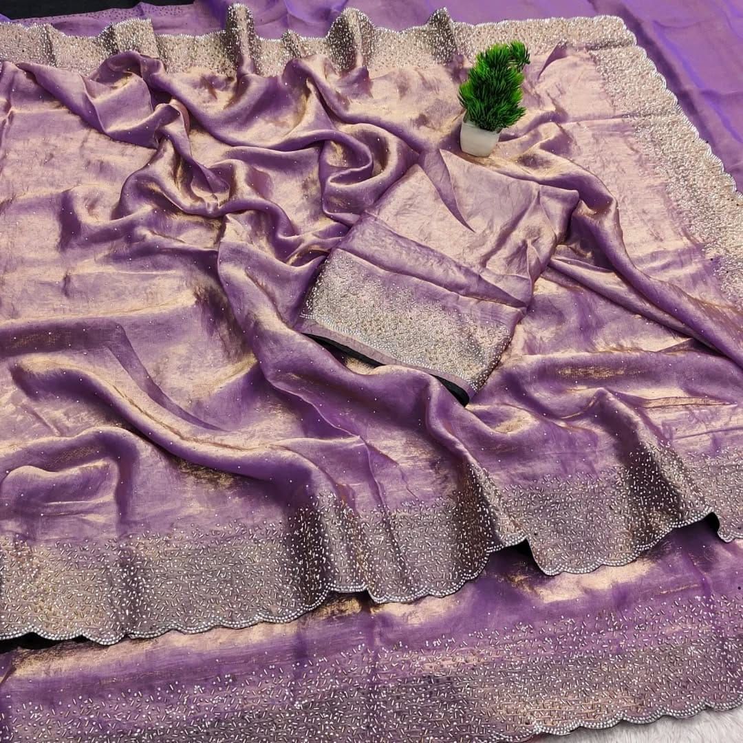 Fendy Chiffon Dual Shade Saree with Jarkan Work