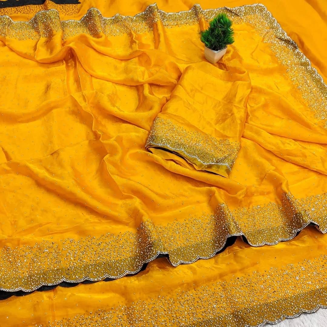 Fendy Chiffon Dual Shade Saree with Jarkan Work