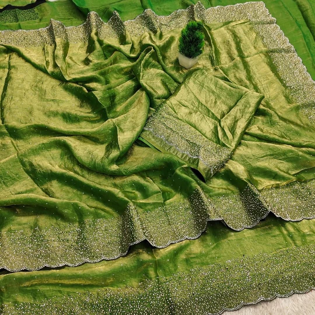 Fendy Chiffon Dual Shade Saree with Jarkan Work