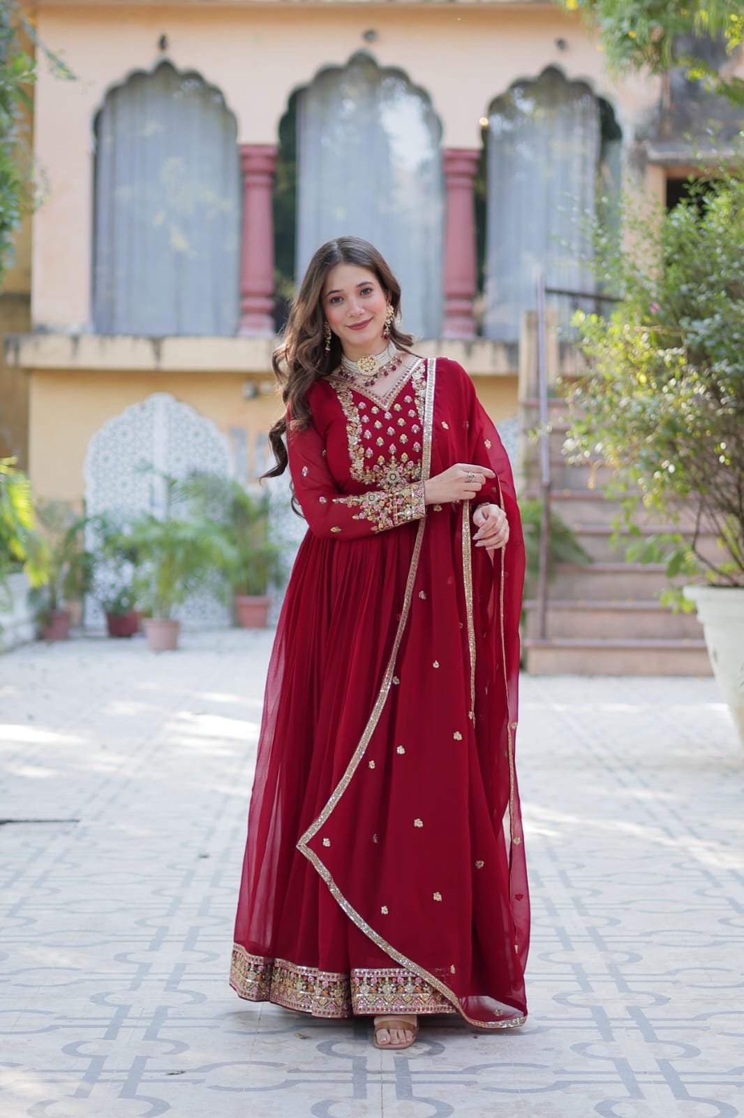 Grace Meets Glamour – Designer Sequins Embroidered Gown with Dupatta