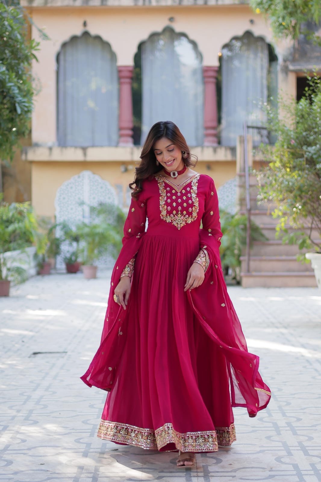 Grace Meets Glamour – Designer Sequins Embroidered Gown with Dupatta