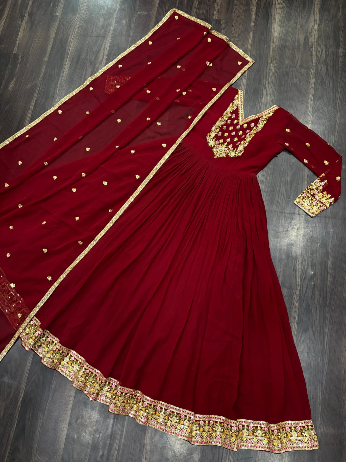 Grace Meets Glamour – Designer Sequins Embroidered Gown with Dupatta