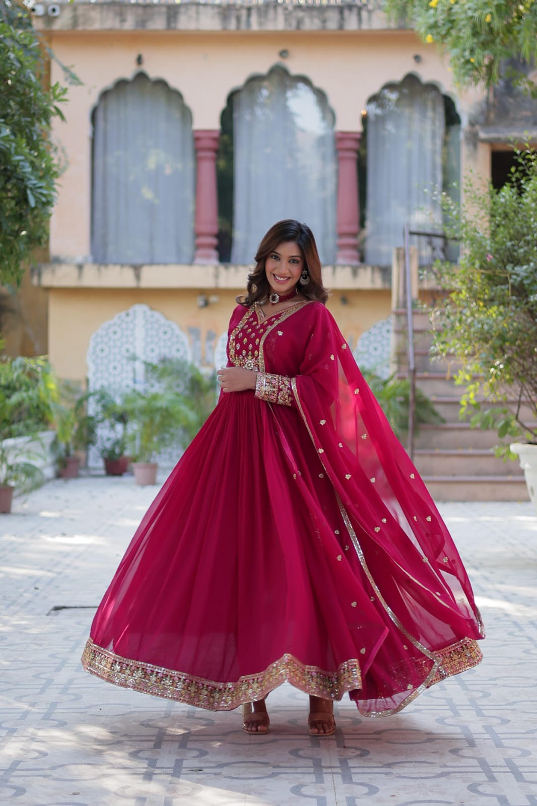 Grace Meets Glamour – Designer Sequins Embroidered Gown with Dupatta