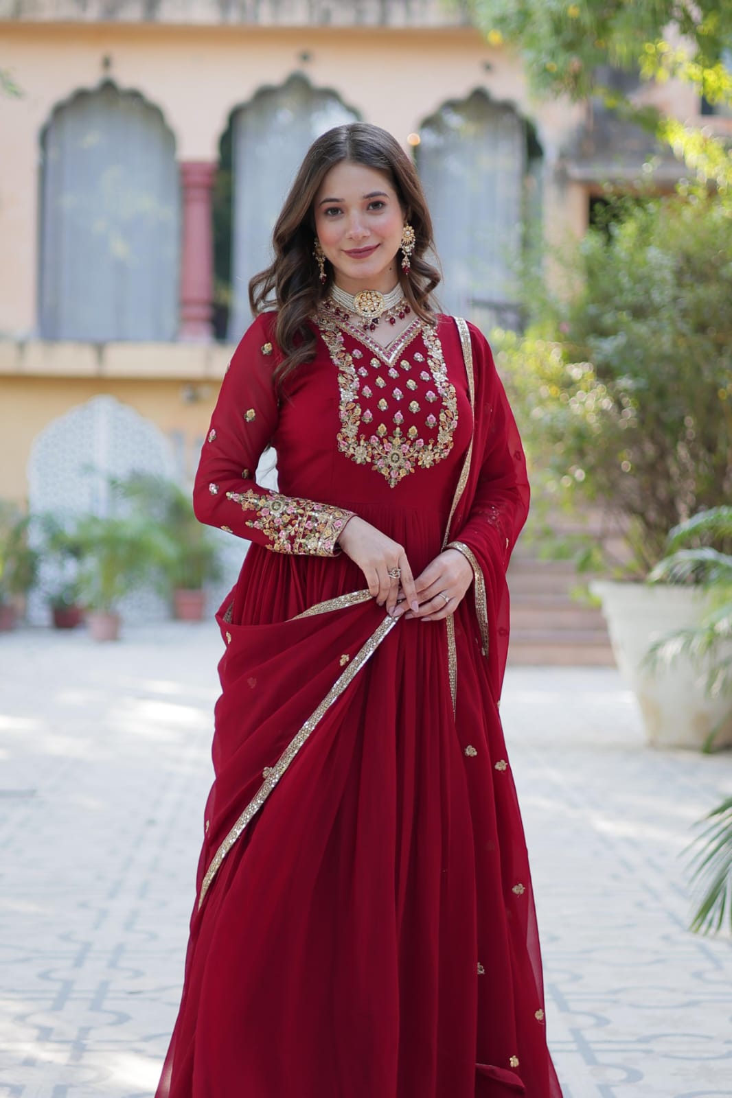 Grace Meets Glamour – Designer Sequins Embroidered Gown with Dupatta