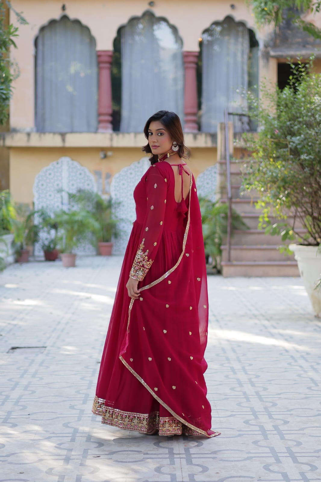 Grace Meets Glamour – Designer Sequins Embroidered Gown with Dupatta