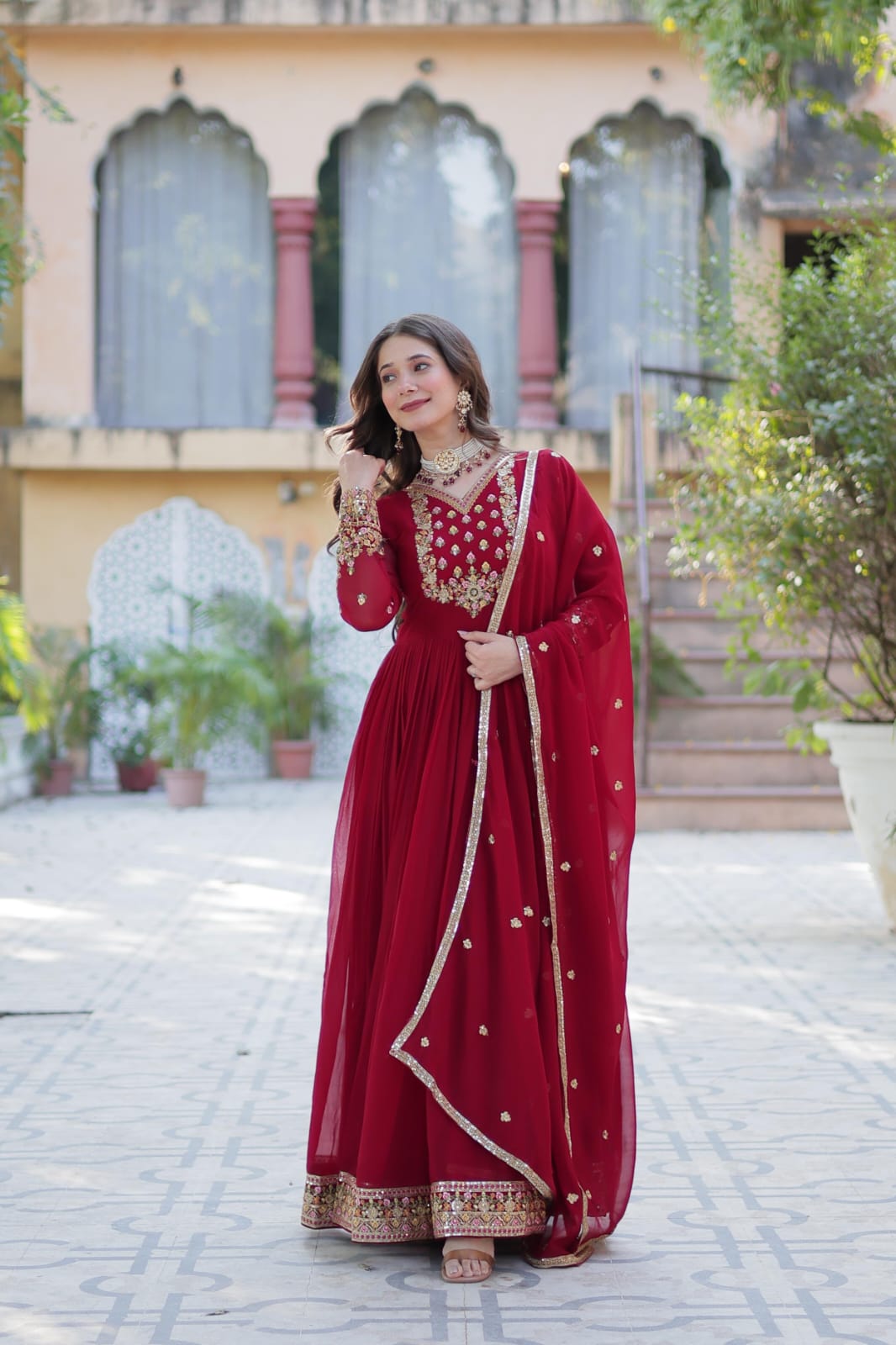 Grace Meets Glamour – Designer Sequins Embroidered Gown with Dupatta