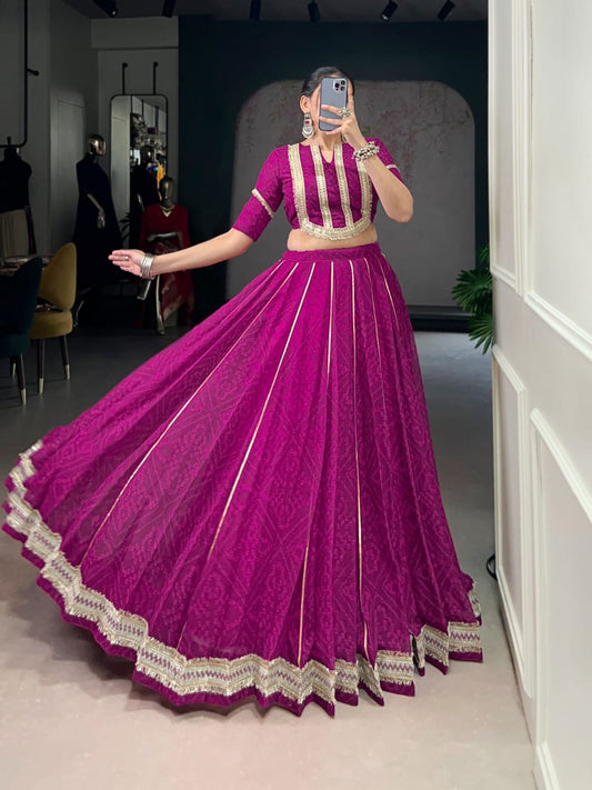 Bandhej Chiffon Co-ord Lehenga Set – Festive Glow for Garba Nights