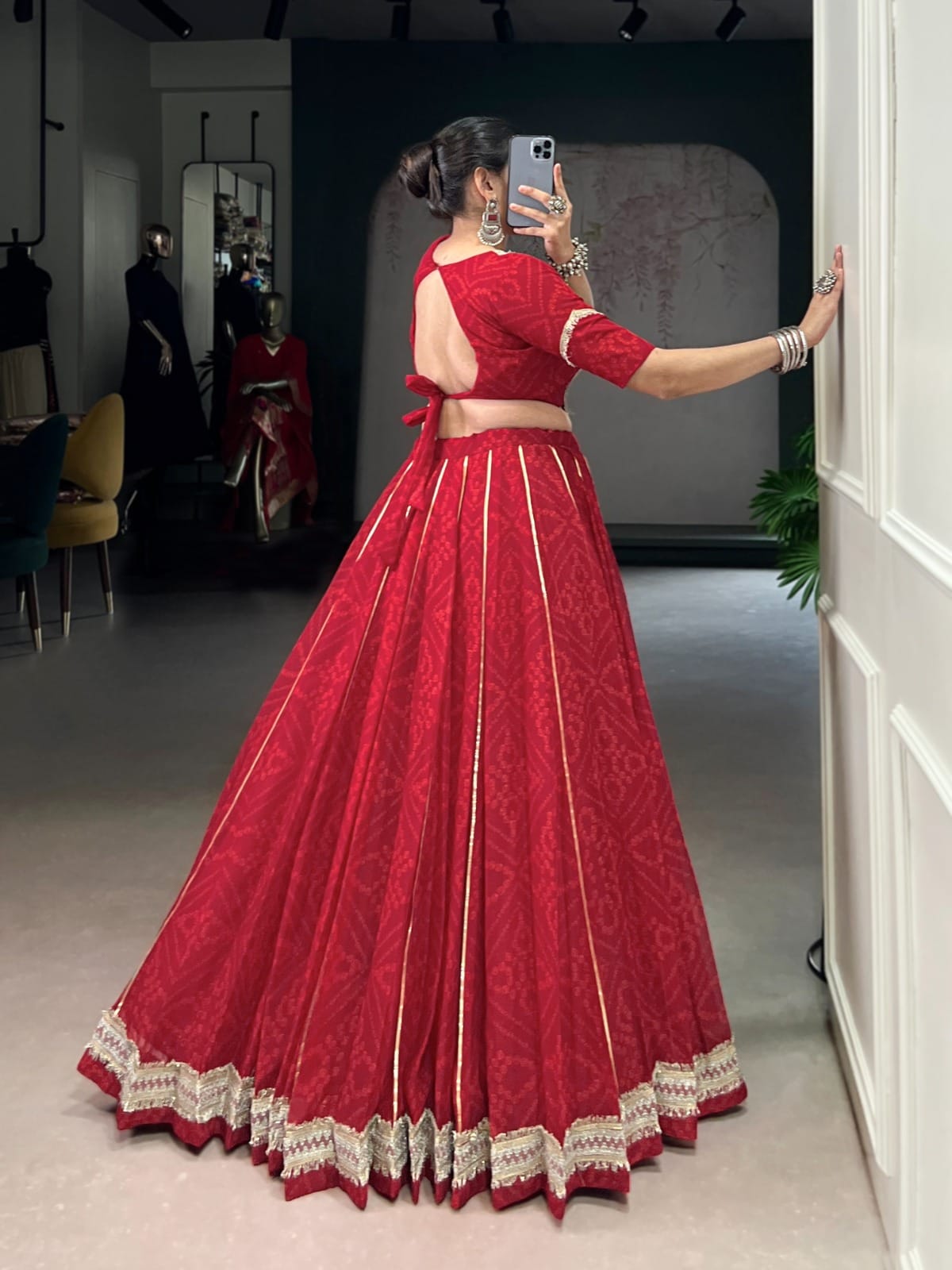 Bandhej Chiffon Co-ord Lehenga Set – Festive Glow for Garba Nights