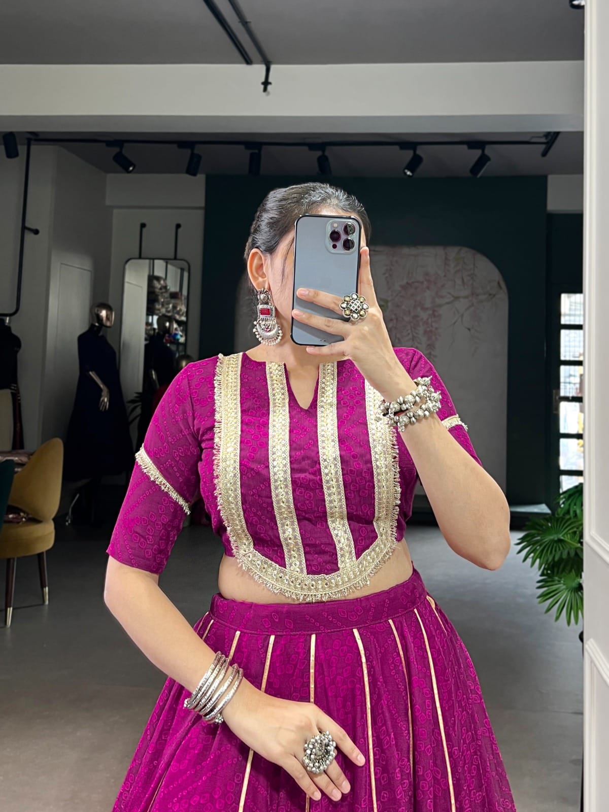 Bandhej Chiffon Co-ord Lehenga Set – Festive Glow for Garba Nights