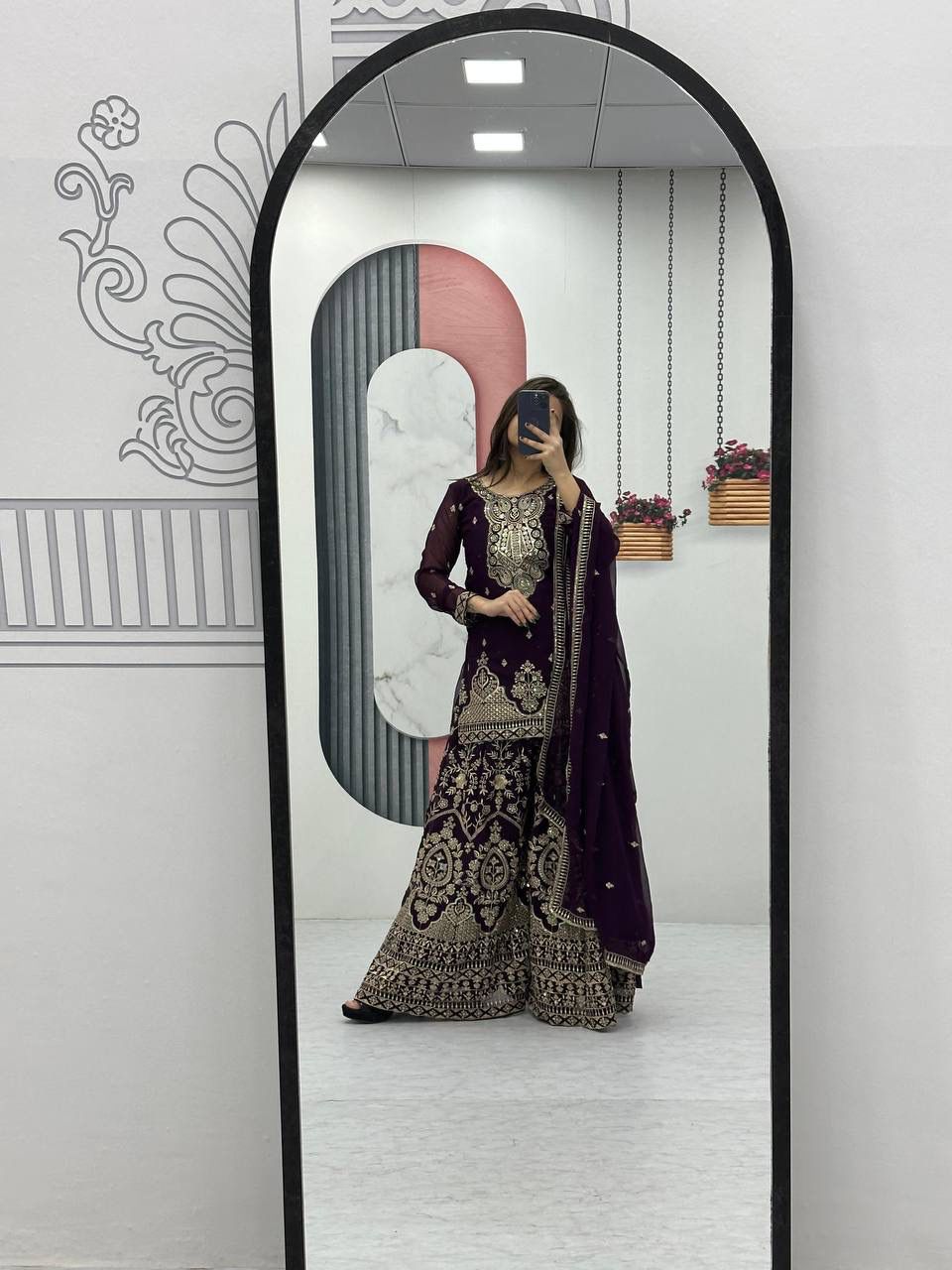 Stunning New Designer Party Wear Top, Plazzo & Dupatta Set