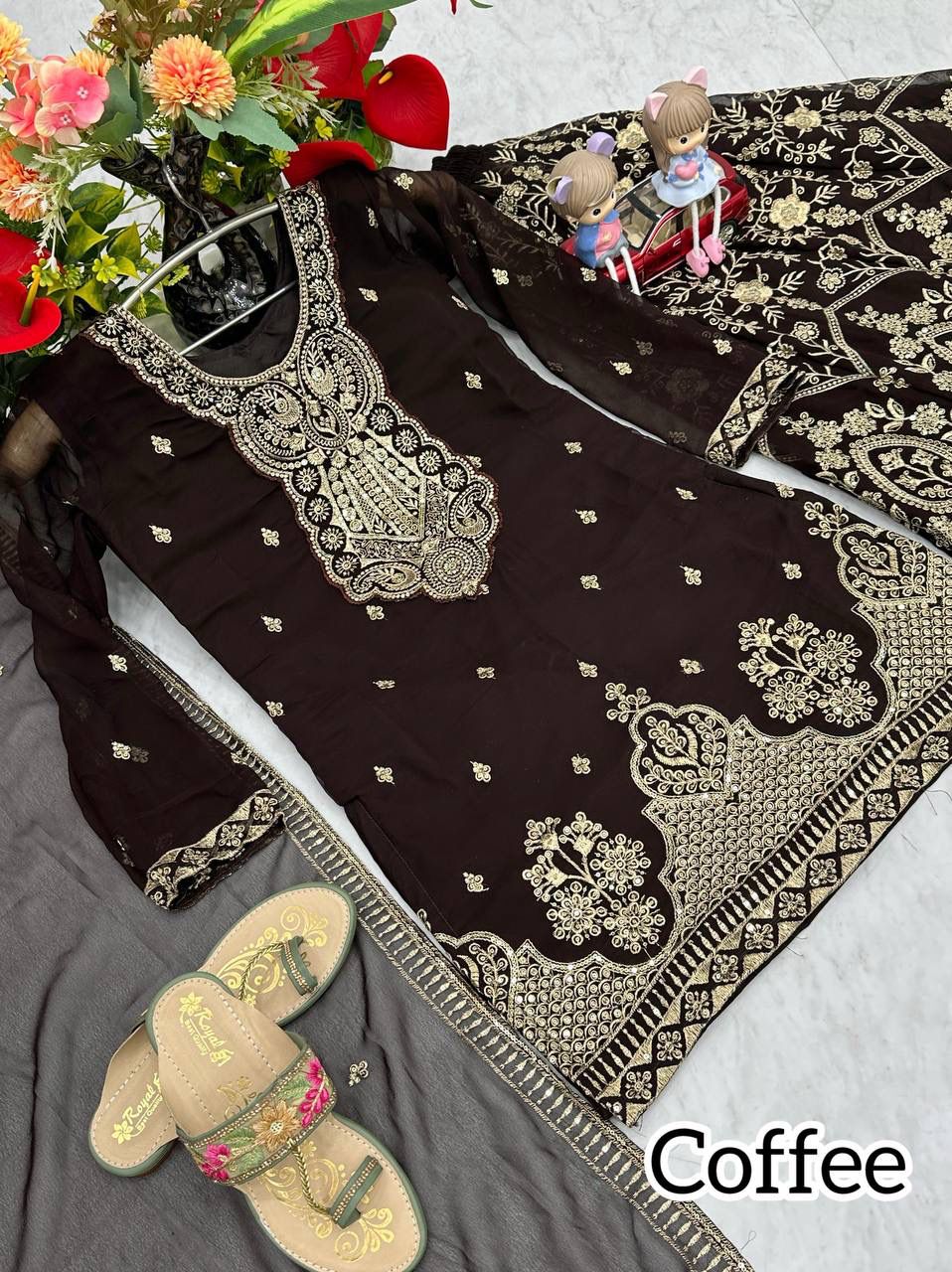 Stunning New Designer Party Wear Top, Plazzo & Dupatta Set