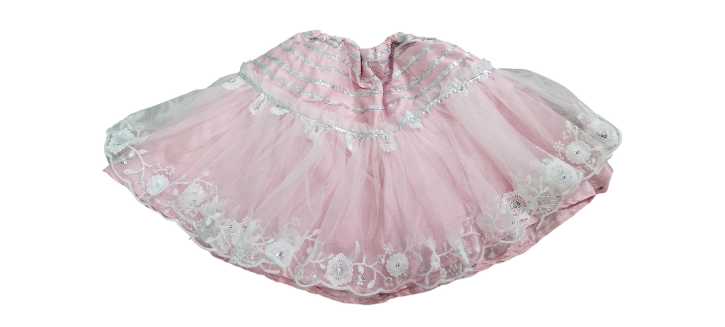 Designer Net Silk Cotton Skirt for Kids
