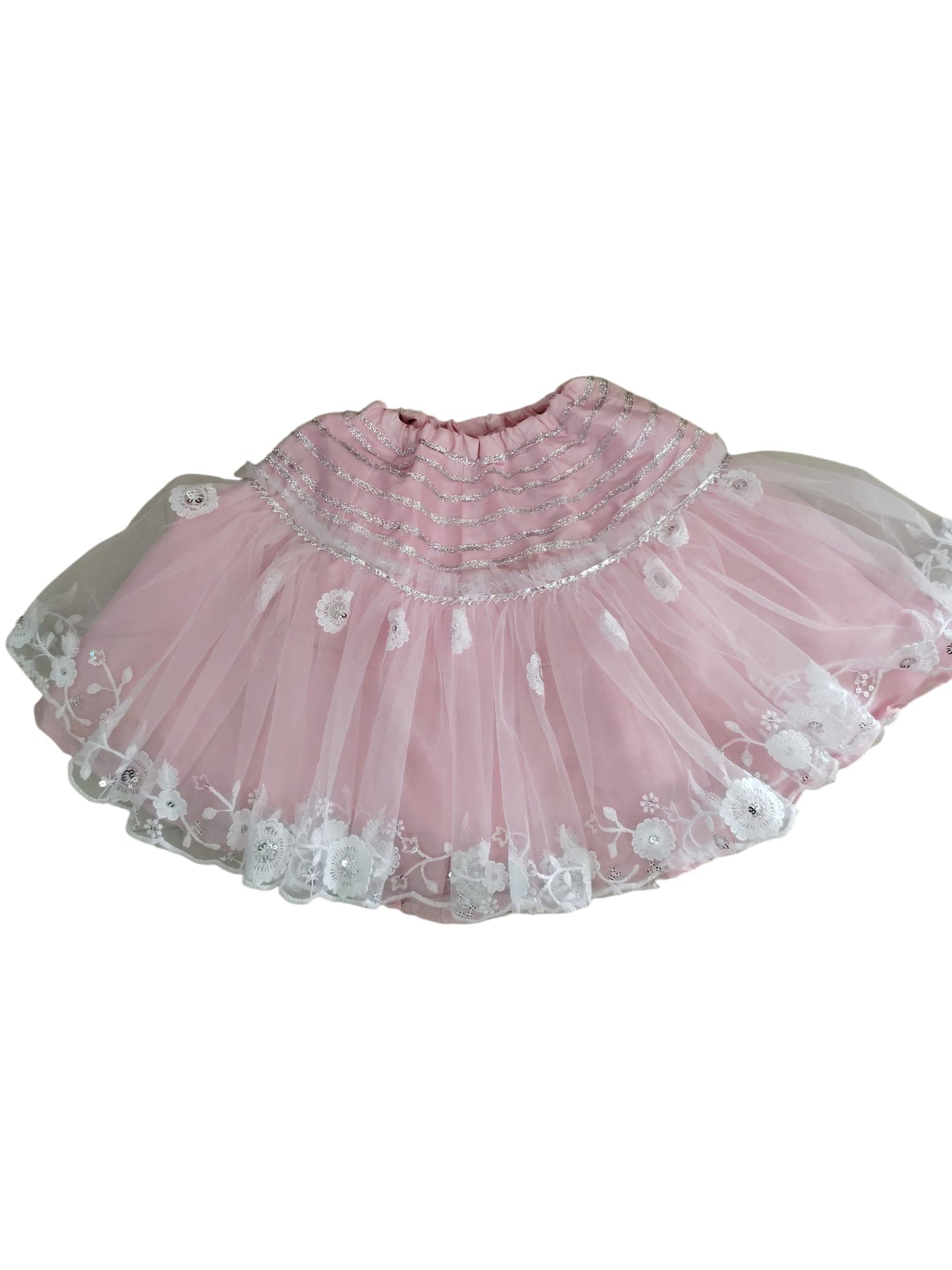 Designer Net Silk Cotton Skirt for Kids