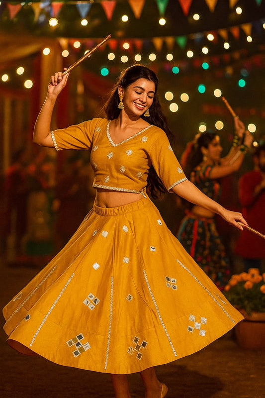 Heavy Rayon Fabric Aari Foil Mirror Work Designer Chaniya Choli