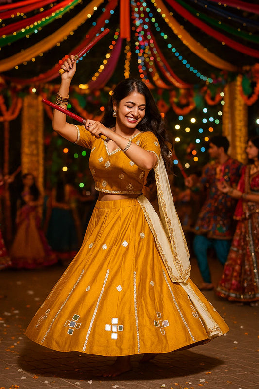 Heavy Rayon Fabric Aari Foil Mirror Work Designer Chaniya Choli