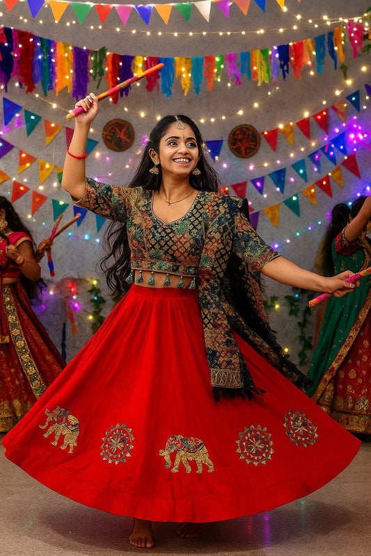 Heavy Rayon Ajrakh Printed Designer Chaniya Choli