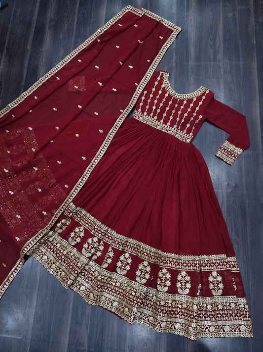 Faux Embroidery Designer Readymade Gown