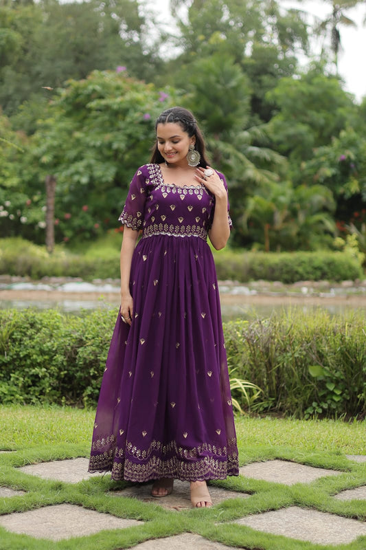 Premium Designer Readymade Gown with High Quality Zari Thread