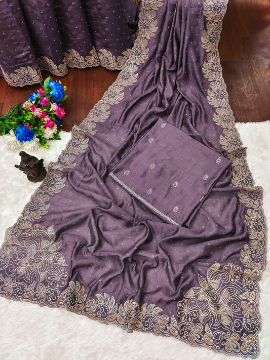 Heavy Embroidery Designer Saree