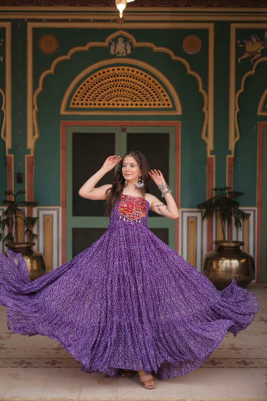 Bandhani Print Faux Georgette Gown without Dupatta