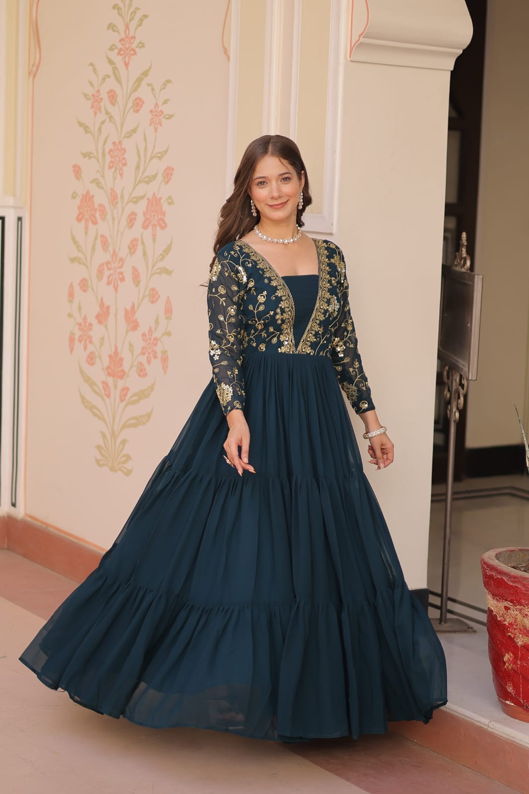 Premium Designer Readymade Embroidered Gown