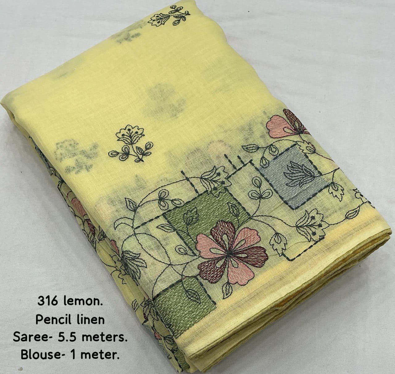 Soft Linen Saree with Beautiful Embroidery