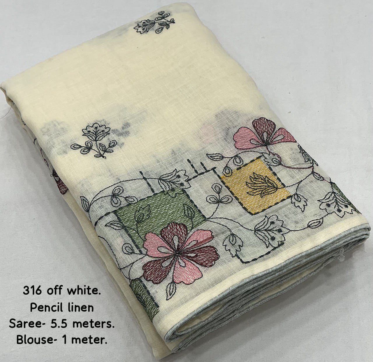 Soft Linen Saree with Beautiful Embroidery