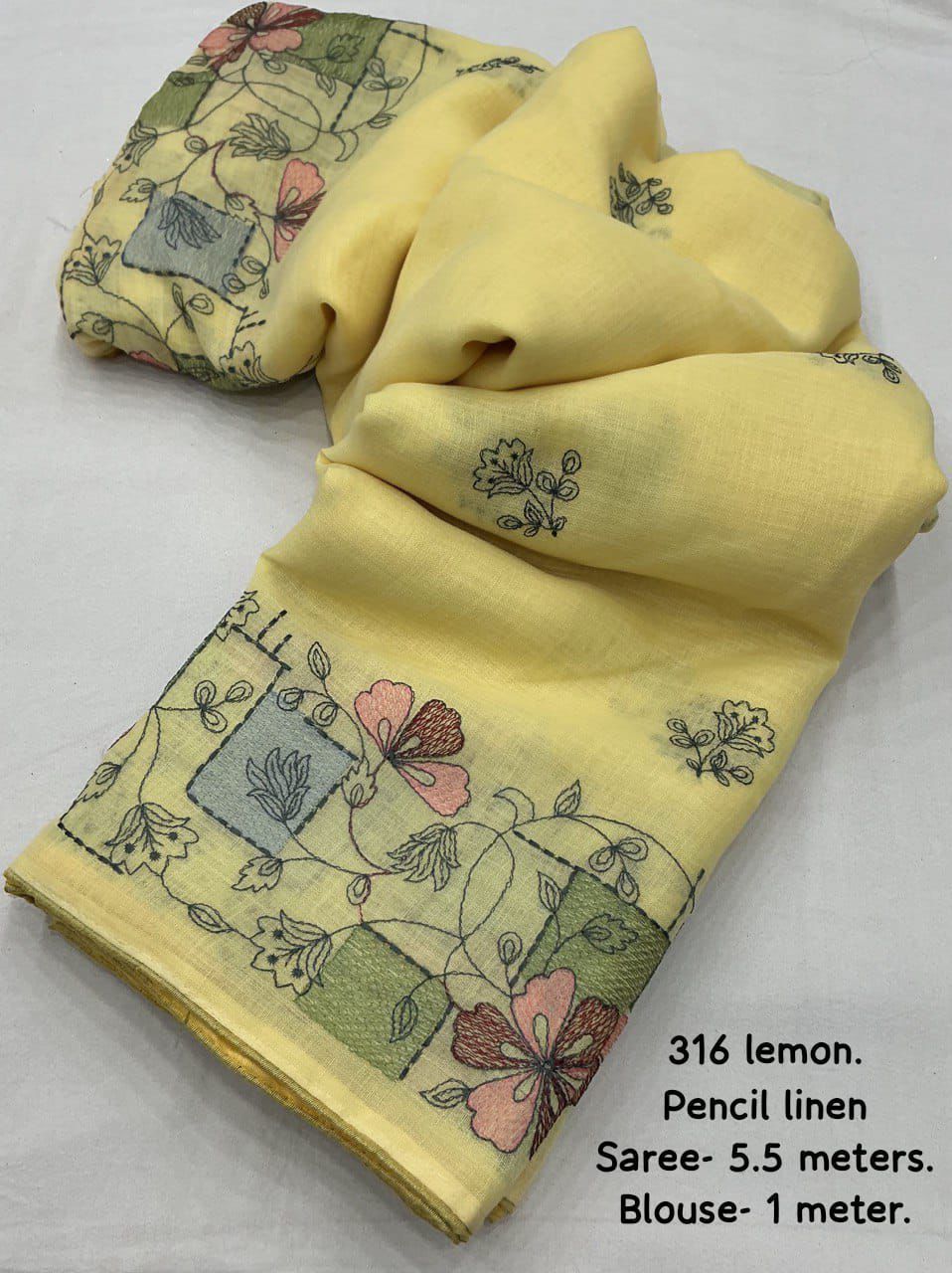 Soft Linen Saree with Beautiful Embroidery